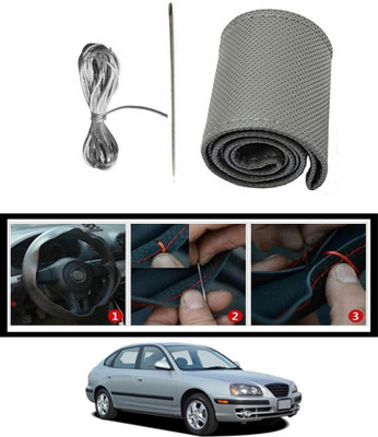 monolive Hand Stiched Steering Cover For Hyundai Elantra(Grey, Leatherite)