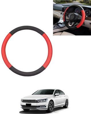 AYW Steering Cover For Volkswagen Passat(Red/Black, Leatherite)