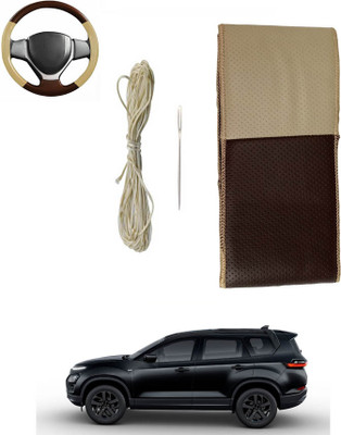 monolive Hand Stiched Steering Cover For Chevrolet Sail UVA(Brown/Beige, Leatherite)