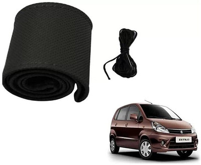 S MANGLAM Hand Stiched Steering Cover For Universal For Car Classic(Black, Leatherite)