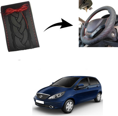Autoinnovation Hand Stiched Steering Cover For Tata Indica Vista(Black, Leather)