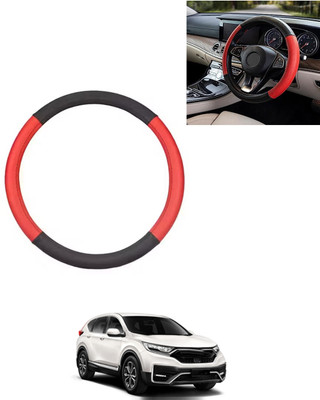 AYW Steering Cover For Honda Universal For Car(Red/Black, Leatherite)