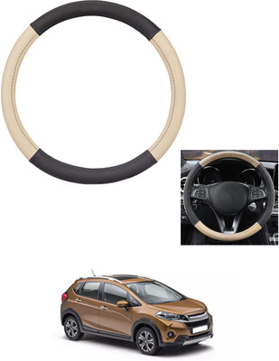 MATIES Steering Cover For Honda Universal For Car(Beige/Black, Leather)