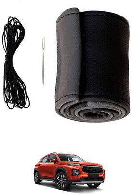 RKPSP Hand Stiched Steering Cover For Toyota Universal For Car(Grey, Black, Leatherite)