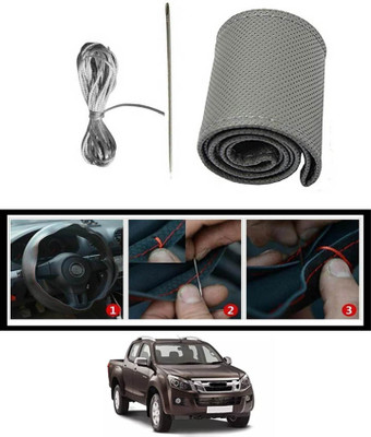 MATIES Hand Stiched Steering Cover For Isuzu Universal For Car(Grey, Leatherite)