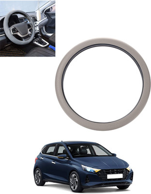 MSNP Steering Cover For Hyundai i20(Silver, Leatherite)