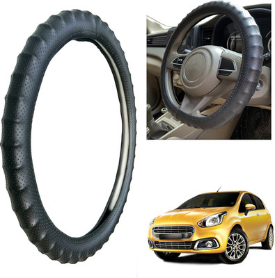 PEEPS STORE Steering Cover For Fiat Punto(Black, Leatherite)