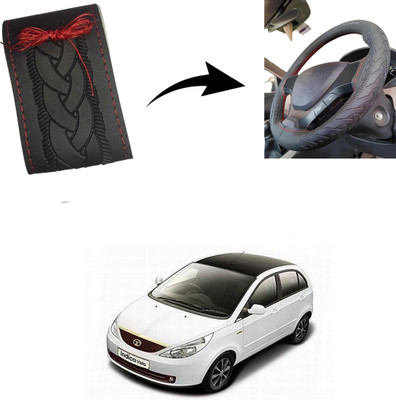 Autoinnovation Hand Stiched Steering Cover For Tata Indica Vista(Black, Leather)