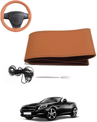 MATIES Hand Stiched Steering Cover For Mercedes Benz Universal For Car(Tan, Leatherite)