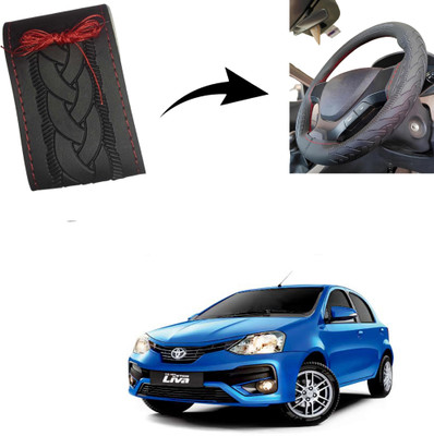 Autoinnovation Hand Stiched Steering Cover For Toyota Etios Liva(Black, Leather)
