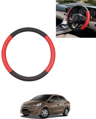 AYW Steering Cover For Honda Amaze(Red/Black, Leatherite)