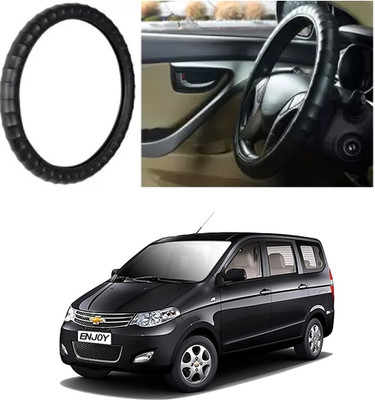 Shubh Auto Hand Stiched Steering Cover For Chevrolet Enjoy(Black, Leatherite)