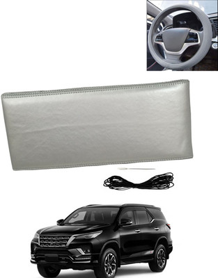 AYW Hand Stiched Steering Cover For Toyota Fortuner(Silver, Leatherite)
