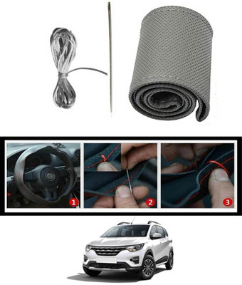 monolive Hand Stiched Steering Cover For Renault Universal For Car(Grey, Leatherite)