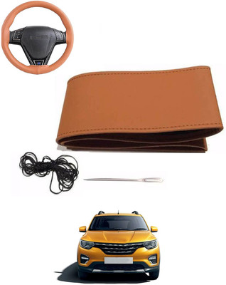 MATIES Hand Stiched Steering Cover For Renault Universal For Car(Tan, Leatherite)