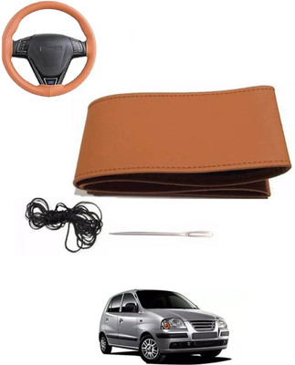 MATIES Hand Stiched Steering Cover For Hyundai Universal For Car(Tan, Leatherite)