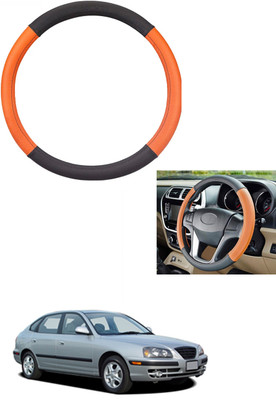 MATIES Steering Cover For Hyundai Elantra(Tan/Black, Leather)