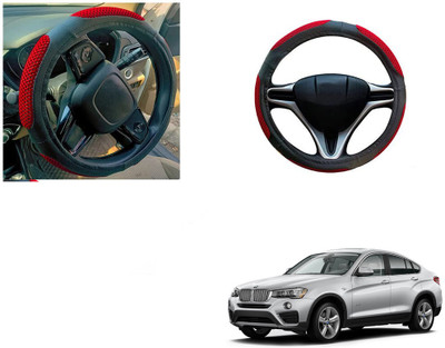 Automotive Prist Steering Cover For BMW X4(Black & Red, Leatherite)