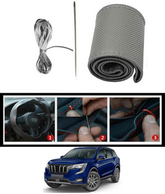 ABJD Hand Stiched Steering Cover For Mahindra Universal For Car(Grey, Leatherite)