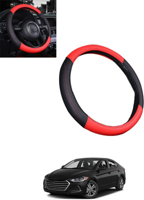 MATIES Steering Cover For Hyundai Elantra(Red/Black, Leatherite)