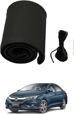 arneja trading company Hand Stiched Steering Cover For Honda City(Black, Leather)