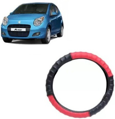 OOLTAH PAHIYA Hand Stiched Steering Cover For Suzuki A-Star(Red & Black, Leatherite)