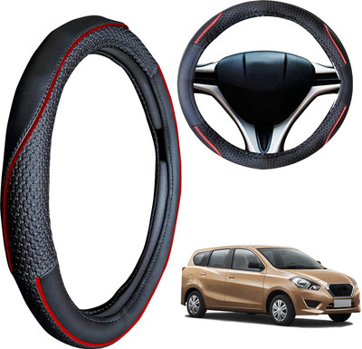 PEEPS STORE Steering Cover For Datsun Go+(Black, Leatherite)