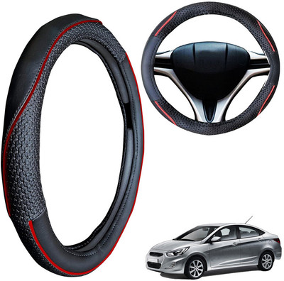 PEEPS STORE Steering Cover For Hyundai Verna Fluidic(Black, Leatherite)