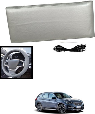 MATIES Hand Stiched Steering Cover For BMW Universal For Car(Silver, Leatherite)