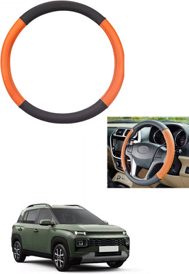 MATIES Steering Cover For Hyundai Universal For Car(Tan/Black, Leather)