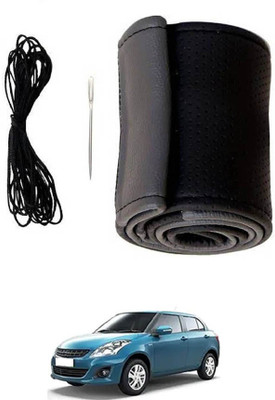 ABJD Hand Stiched Steering Cover For Skoda Swift Dzire(Grey, Black, Leatherite)