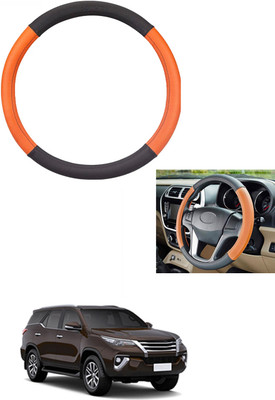 MATIES Steering Cover For Toyota Universal For Car(Tan/Black, Leather)
