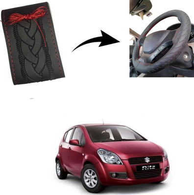 Autoinnovation Hand Stiched Steering Cover For Maruti Ritz(Black, Leather)