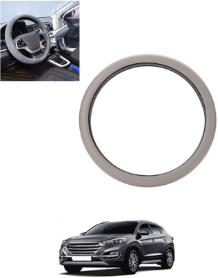 monolive Hand Stiched Steering Cover For Hyundai Tucson(Silver, Leatherite)