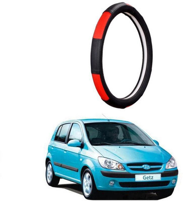 AUTO PEARL Steering Cover For Hyundai Getz(Gold Blaze Black and Red, Leatherite)