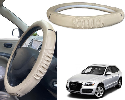 PEEPS STORE Steering Cover For Audi Q3(Black, Red, Leatherite)