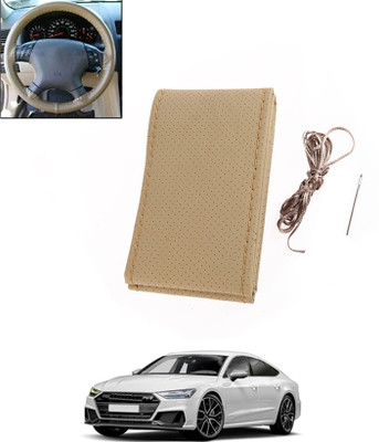 MATIES Hand Stiched Steering Cover For Audi S7(Beige, Leatherite)