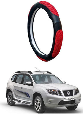 AUTO PEARL Steering Cover For Nissan Terrano(Black Red, Leatherite)