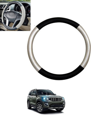 ABJD Steering Cover For Mahindra Universal For Car(Silver, Black, Leatherite)