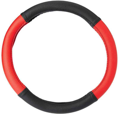 ARNEJA Hand Stiched Steering Cover For Hyundai Verna(Red, Black, Leather)
