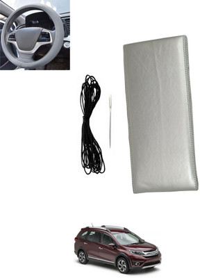 MSNP Hand Stiched Steering Cover For Honda Universal For Car(Silver, Leatherite)