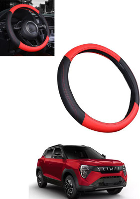MATIES Steering Cover For Mahindra Universal For Car(Red/Black, Leatherite)