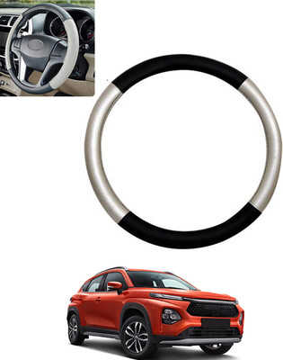 MSNP Steering Cover For Toyota Universal For Car(Silver,Black, Leatherite)