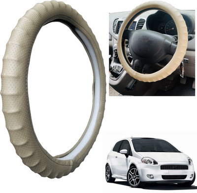 PEEPS STORE Steering Cover For Fiat Grand Punto(Beige, Leatherite)