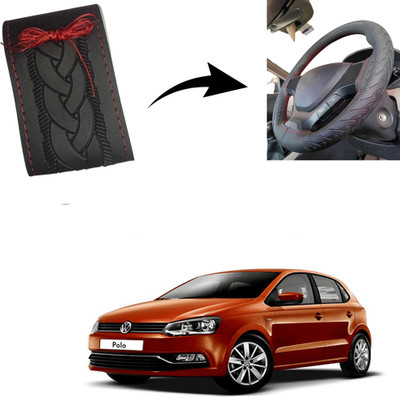 Autoinnovation Hand Stiched Steering Cover For Volkswagen Polo(Black, Leather)