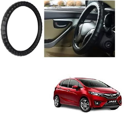 Shubh Auto Hand Stiched Steering Cover For Honda Jazz(Black, Leatherite)