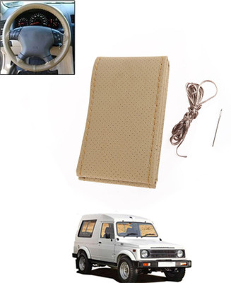 MATIES Hand Stiched Steering Cover For Universal For Car Gypsy(Beige, Leatherite)