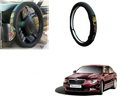 Automotive Prist Steering Cover For Skoda Superb(Black, Leatherite)