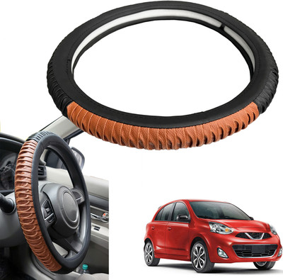 PEEPS STORE Steering Cover For Nissan Micra(Black, Leatherite)