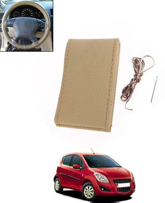 MATIES Hand Stiched Steering Cover For Universal For Car Ritz(Beige, Leatherite)